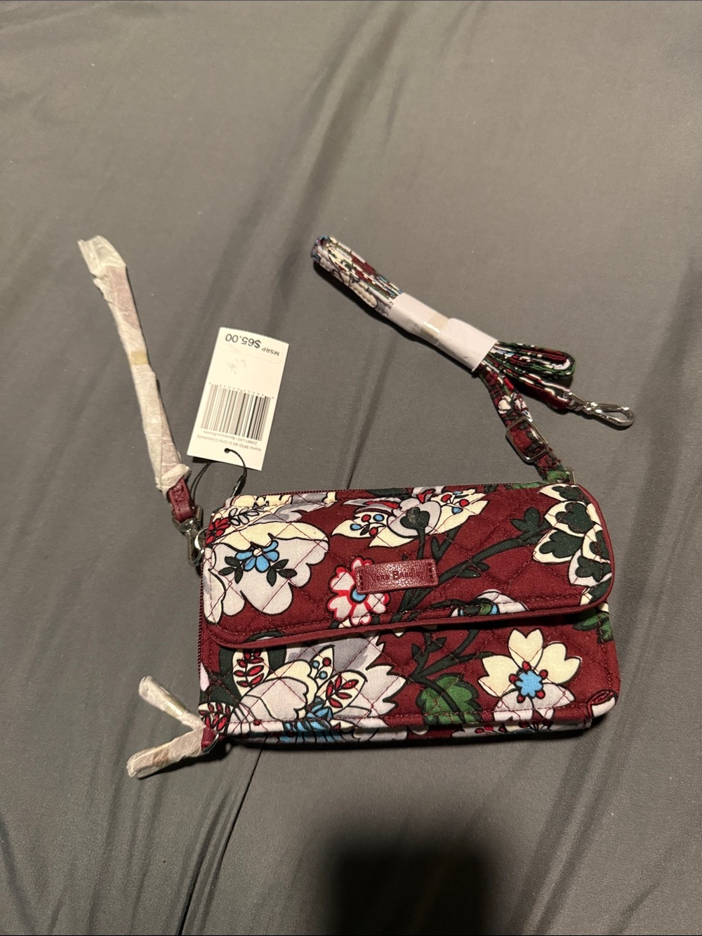 Vera Bradley Quilted Floral Crossbody - Burgundy, White, Green, Blue
